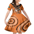Custom NRL Tigers NAIDOC Week Kid Short Sleeve Dress Keep The Fire Burning Indigenous Art