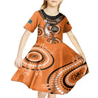 Custom NRL Tigers NAIDOC Week Kid Short Sleeve Dress Keep The Fire Burning Indigenous Art