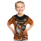 Custom NRL Tigers NAIDOC Week Kid T Shirt Keep The Fire Burning Indigenous Art