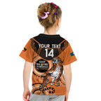 Custom NRL Tigers NAIDOC Week Kid T Shirt Keep The Fire Burning Indigenous Art