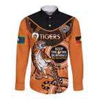 Custom NRL Tigers NAIDOC Week Long Sleeve Button Shirt Keep The Fire Burning Indigenous Art