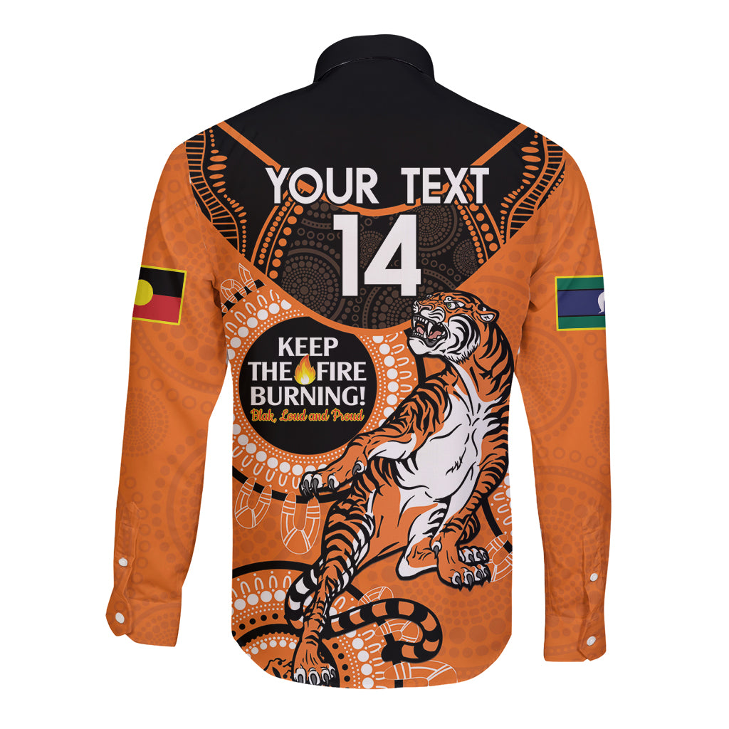 Custom NRL Tigers NAIDOC Week Long Sleeve Button Shirt Keep The Fire Burning Indigenous Art