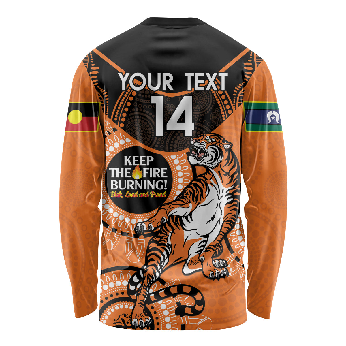 Custom NRL Tigers NAIDOC Week Long Sleeve Shirt Keep The Fire Burning Indigenous Art