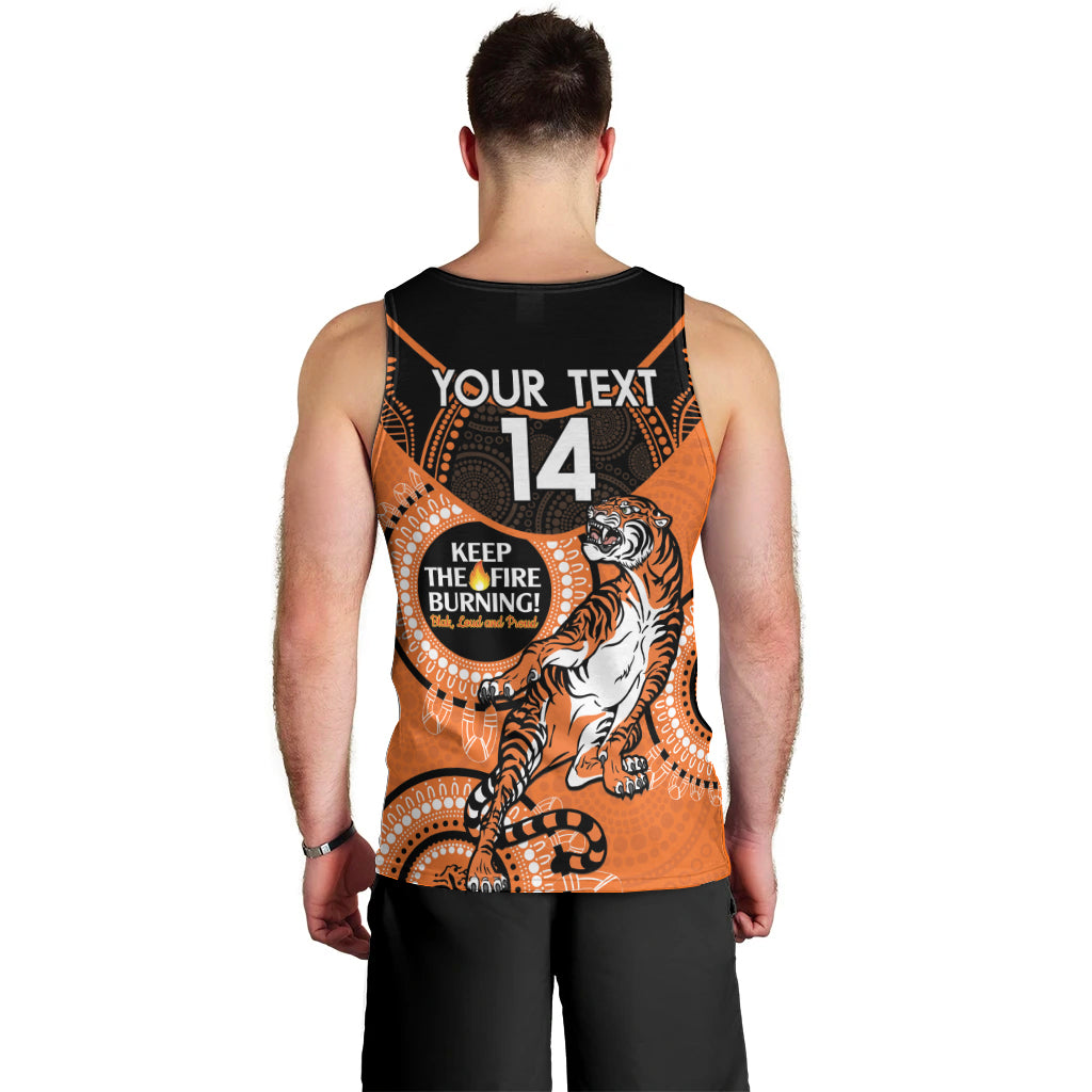 Custom NRL Tigers NAIDOC Week Men Tank Top Keep The Fire Burning Indigenous Art