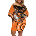 Custom NRL Tigers NAIDOC Week Off Shoulder Short Dress Keep The Fire Burning Indigenous Art