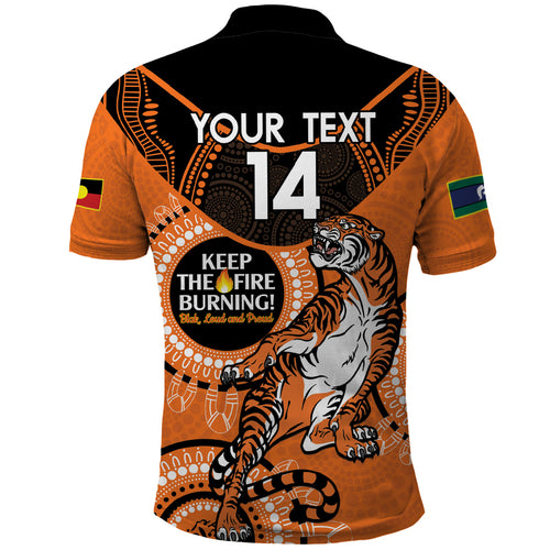 Custom NRL Tigers NAIDOC Week Polo Shirt Keep The Fire Burning Indigenous Art