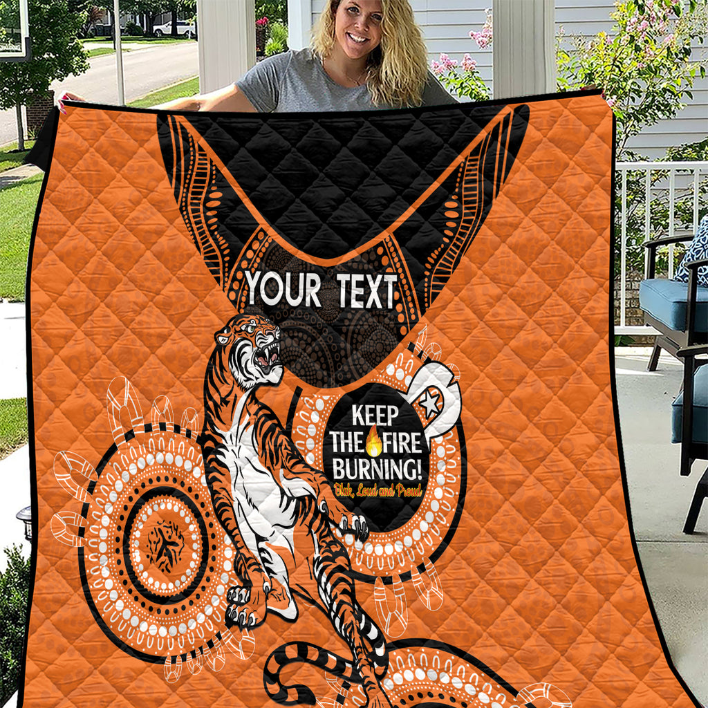Custom NRL Tigers NAIDOC Week Quilt Keep The Fire Burning Indigenous Art