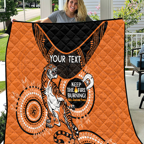 Custom NRL Tigers NAIDOC Week Quilt Keep The Fire Burning Indigenous Art