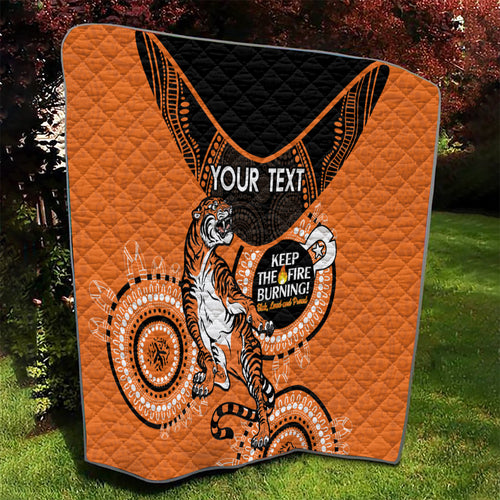 Custom NRL Tigers NAIDOC Week Quilt Keep The Fire Burning Indigenous Art