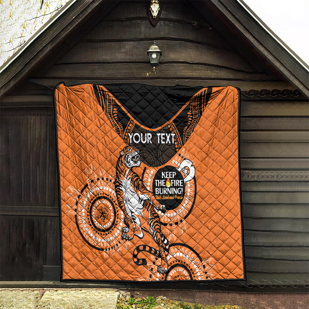 Custom NRL Tigers NAIDOC Week Quilt Keep The Fire Burning Indigenous Art