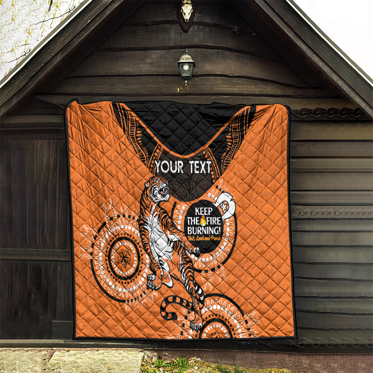Custom NRL Tigers NAIDOC Week Quilt Keep The Fire Burning Indigenous Art