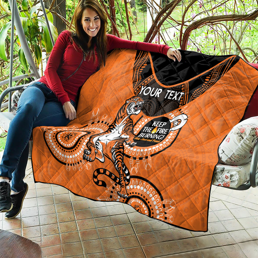Custom NRL Tigers NAIDOC Week Quilt Keep The Fire Burning Indigenous Art