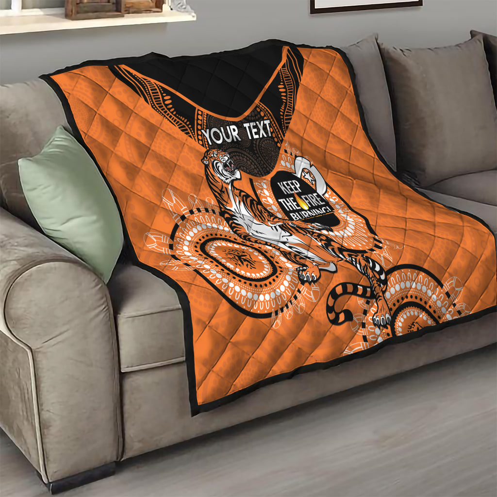 Custom NRL Tigers NAIDOC Week Quilt Keep The Fire Burning Indigenous Art