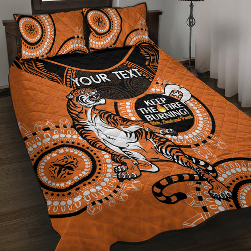 Custom NRL Tigers NAIDOC Week Quilt Bed Set Keep The Fire Burning Indigenous Art