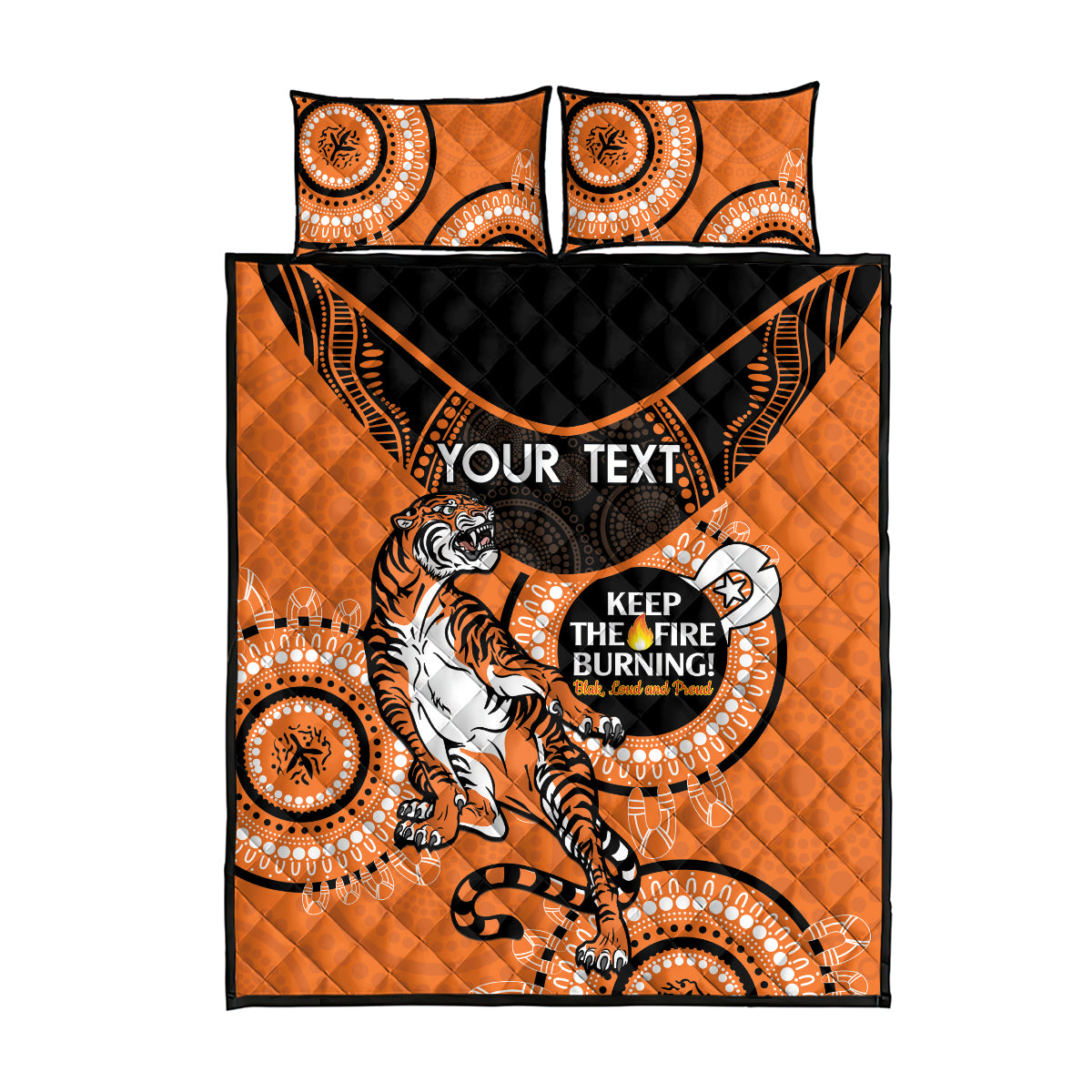 Custom NRL Tigers NAIDOC Week Quilt Bed Set Keep The Fire Burning Indigenous Art