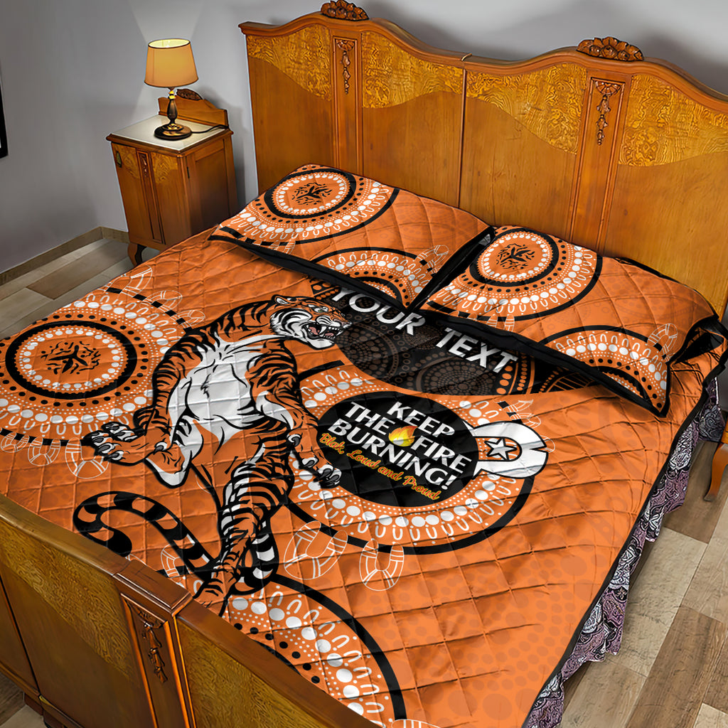 Custom NRL Tigers NAIDOC Week Quilt Bed Set Keep The Fire Burning Indigenous Art