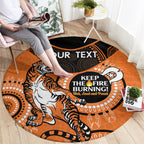 Custom NRL Tigers NAIDOC Week Round Carpet Keep The Fire Burning Indigenous Art