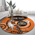 Custom NRL Tigers NAIDOC Week Round Carpet Keep The Fire Burning Indigenous Art