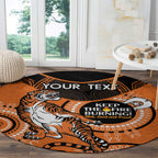 Custom NRL Tigers NAIDOC Week Round Carpet Keep The Fire Burning Indigenous Art