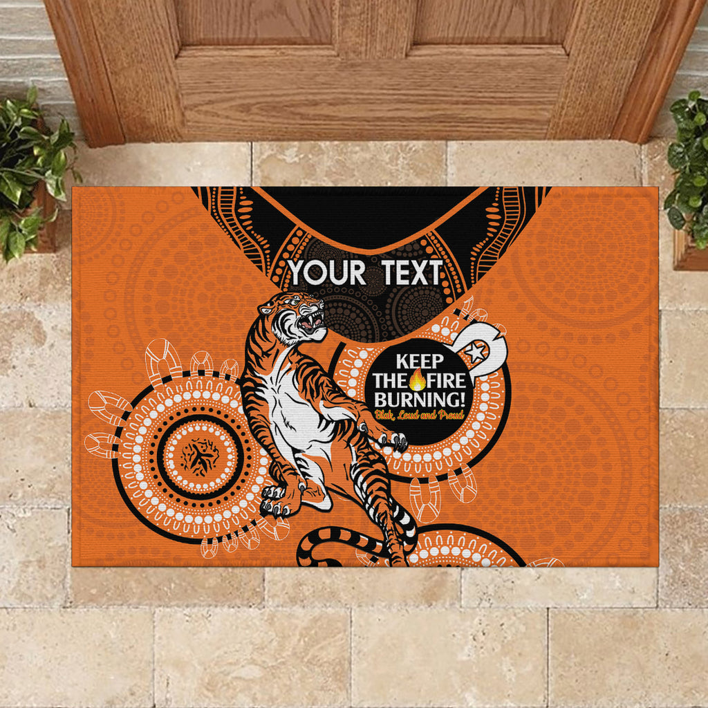 Custom NRL Tigers NAIDOC Week Rubber Doormat Keep The Fire Burning Indigenous Art