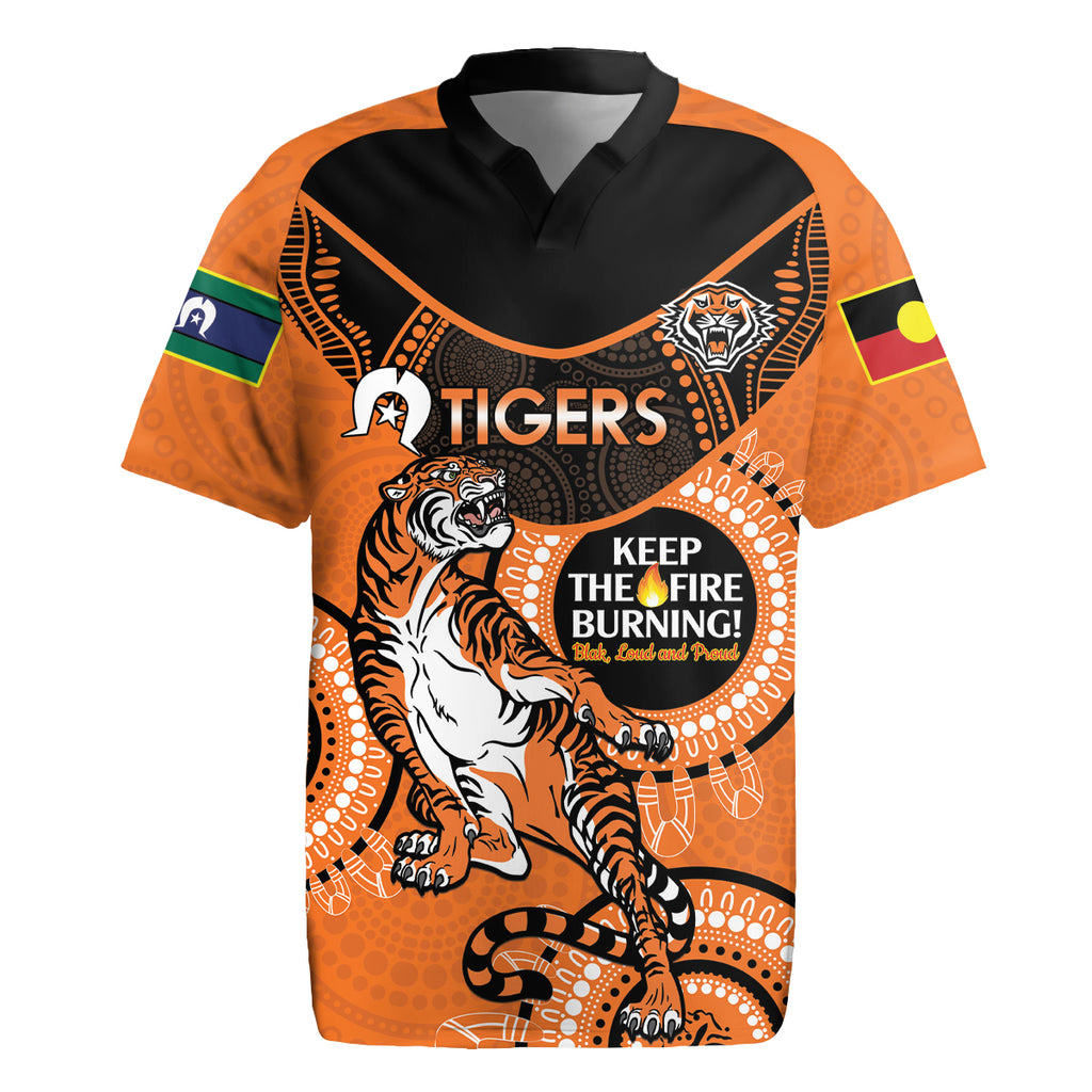 Custom NRL Tigers NAIDOC Week Rugby Jersey Keep The Fire Burning Indigenous Art