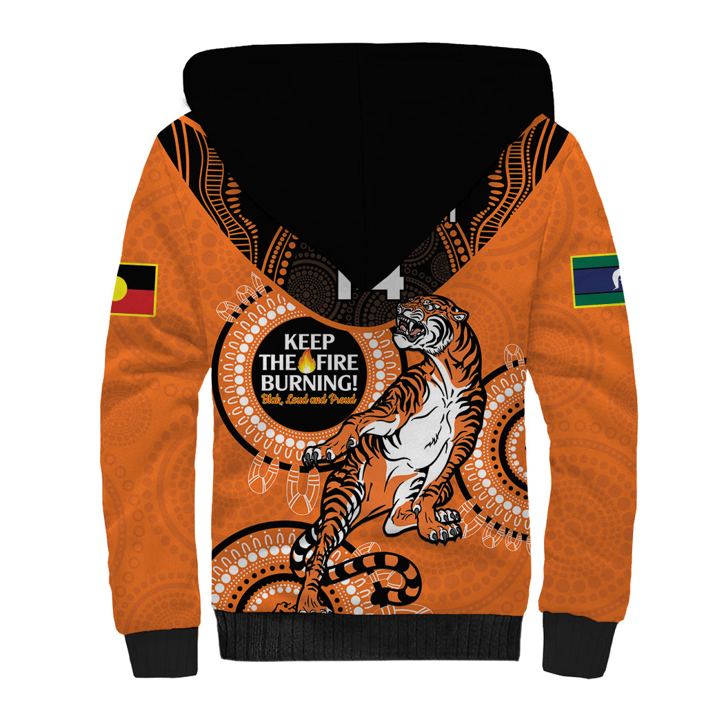 Custom NRL Tigers NAIDOC Week Sherpa Hoodie Keep The Fire Burning Indigenous Art