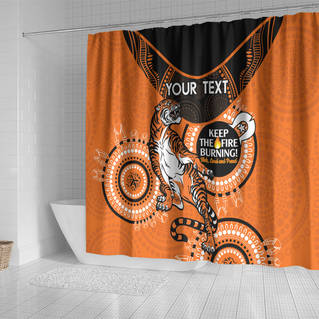Custom NRL Tigers NAIDOC Week Shower Curtain Keep The Fire Burning Indigenous Art