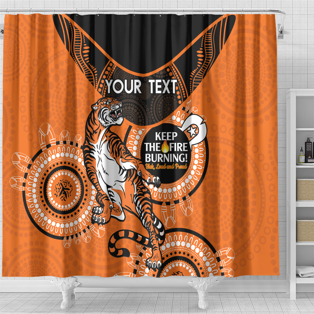 Custom NRL Tigers NAIDOC Week Shower Curtain Keep The Fire Burning Indigenous Art