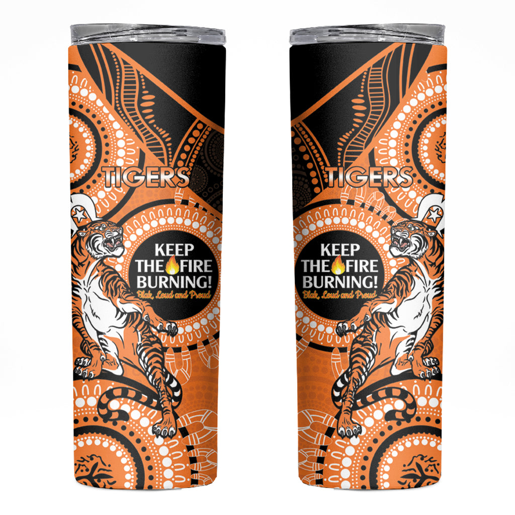 NRL Tigers NAIDOC Week Skinny Tumbler Keep The Fire Burning Indigenous Art
