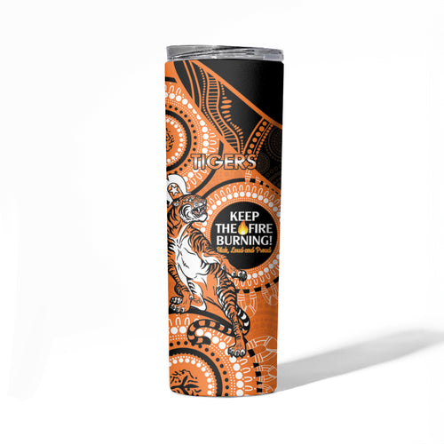 NRL Tigers NAIDOC Week Skinny Tumbler Keep The Fire Burning Indigenous Art