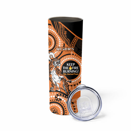 NRL Tigers NAIDOC Week Skinny Tumbler Keep The Fire Burning Indigenous Art