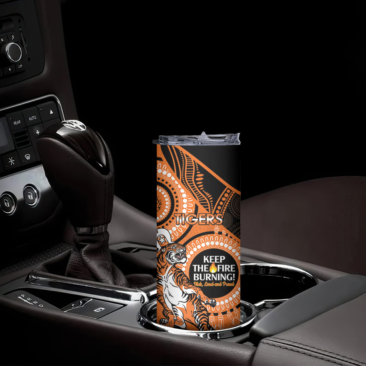 NRL Tigers NAIDOC Week Skinny Tumbler Keep The Fire Burning Indigenous Art