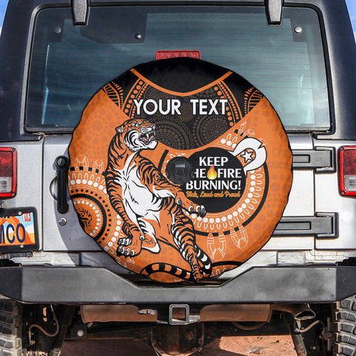Custom NRL Tigers NAIDOC Week Spare Tire Cover Keep The Fire Burning Indigenous Art
