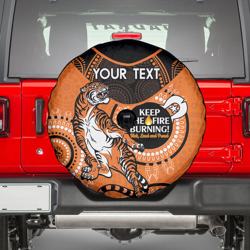 Custom NRL Tigers NAIDOC Week Spare Tire Cover Keep The Fire Burning Indigenous Art