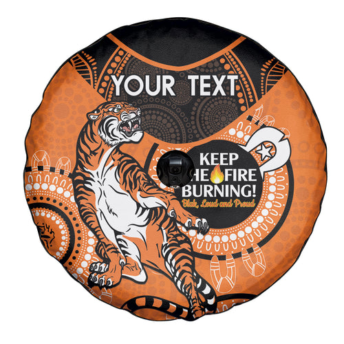 Custom NRL Tigers NAIDOC Week Spare Tire Cover Keep The Fire Burning Indigenous Art