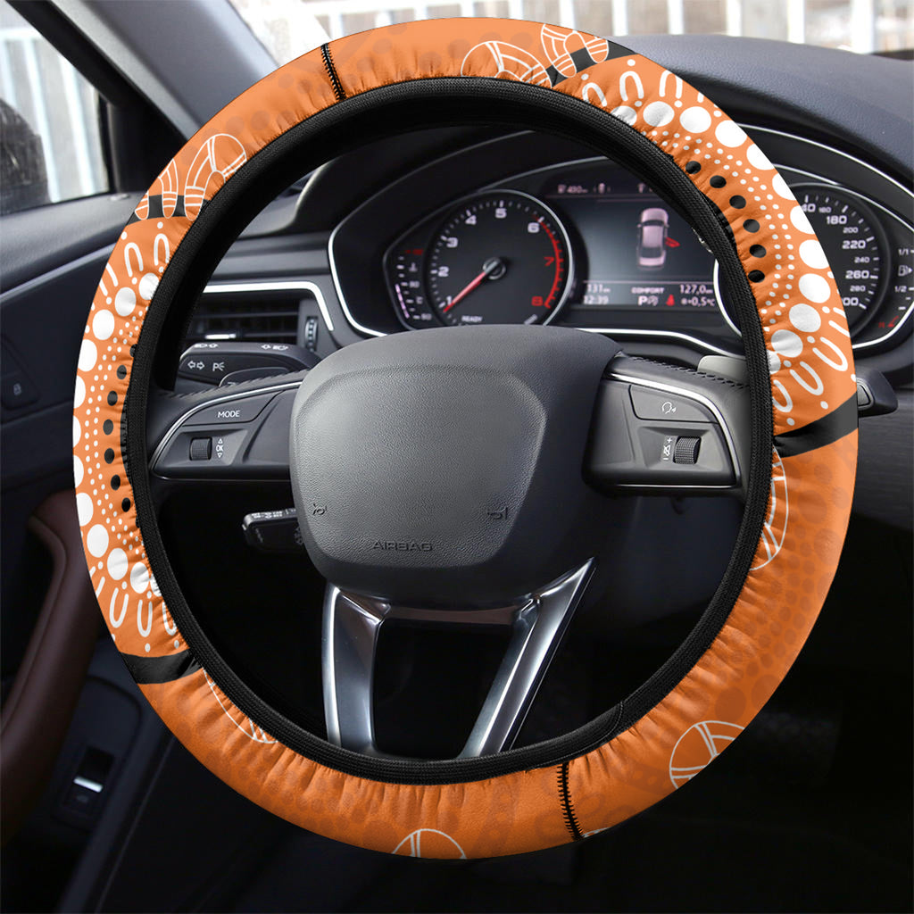 NRL Tigers NAIDOC Week Steering Wheel Cover Keep The Fire Burning Indigenous Art