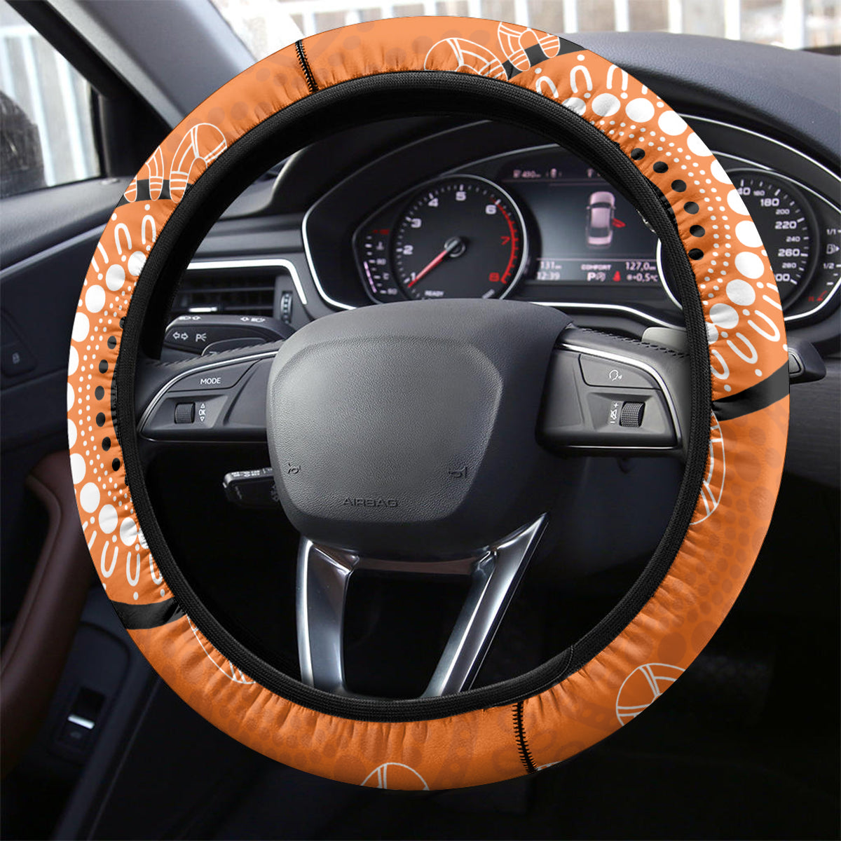 NRL Tigers NAIDOC Week Steering Wheel Cover Keep The Fire Burning Indigenous Art