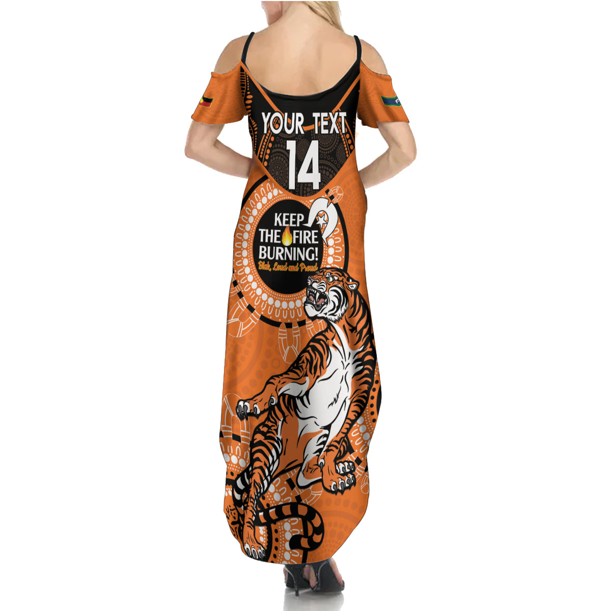 Custom NRL Tigers NAIDOC Week Summer Maxi Dress Keep The Fire Burning Indigenous Art