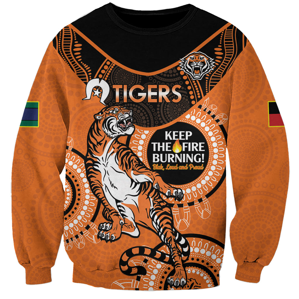 Custom NRL Tigers NAIDOC Week Sweatshirt Keep The Fire Burning Indigenous Art
