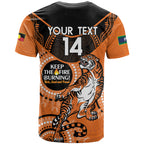 Custom NRL Tigers NAIDOC Week T Shirt Keep The Fire Burning Indigenous Art