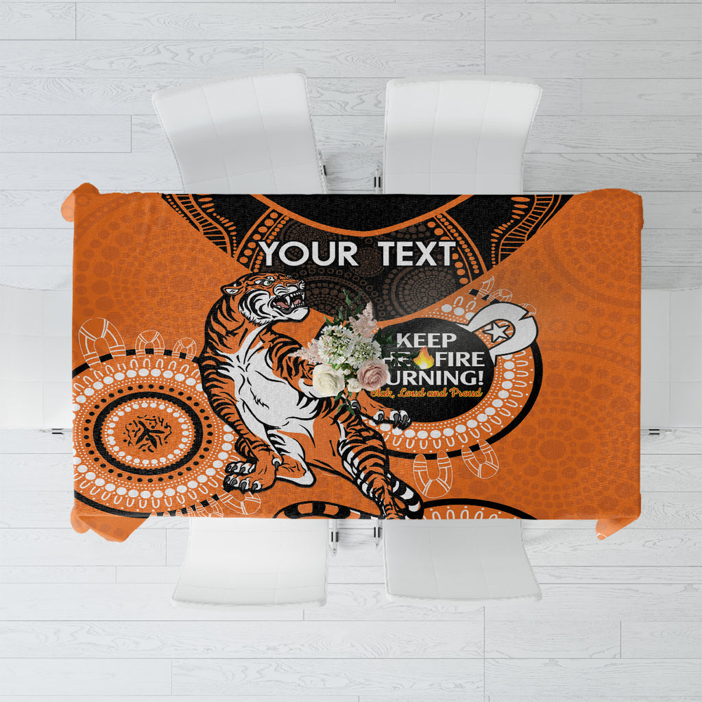 Custom NRL Tigers NAIDOC Week Tablecloth Keep The Fire Burning Indigenous Art
