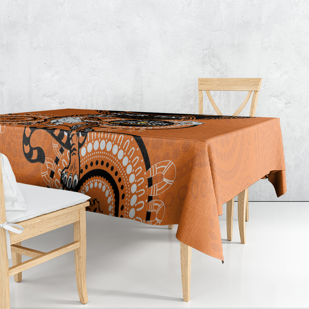 Custom NRL Tigers NAIDOC Week Tablecloth Keep The Fire Burning Indigenous Art
