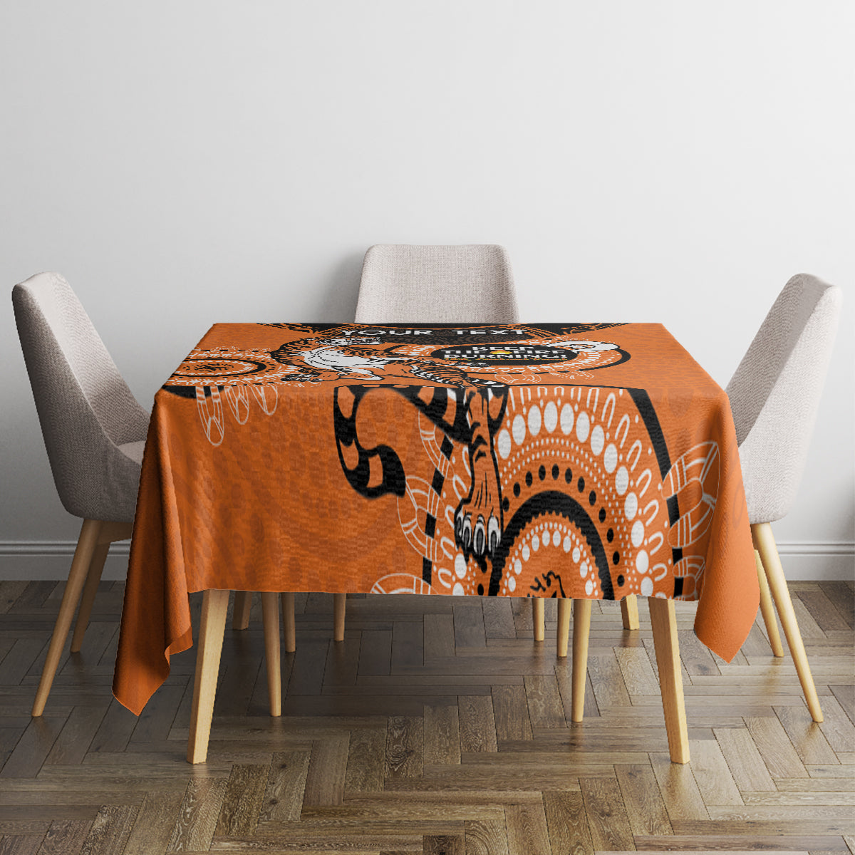 Custom NRL Tigers NAIDOC Week Tablecloth Keep The Fire Burning Indigenous Art