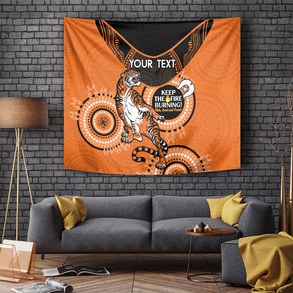 Custom NRL Tigers NAIDOC Week Tapestry Keep The Fire Burning Indigenous Art