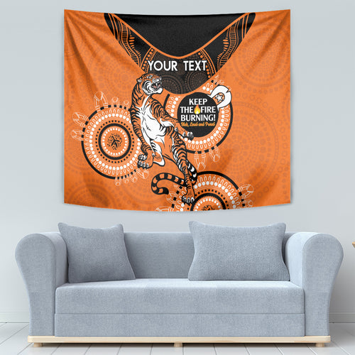 Custom NRL Tigers NAIDOC Week Tapestry Keep The Fire Burning Indigenous Art