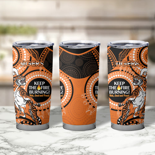 NRL Tigers NAIDOC Week Tumbler Cup Keep The Fire Burning Indigenous Art