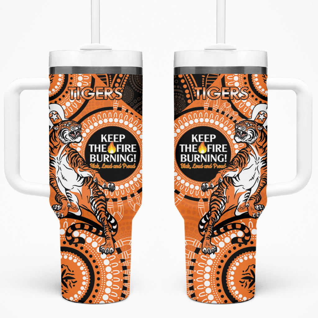 NRL Tigers NAIDOC Week Tumbler With Handle Keep The Fire Burning Indigenous Art