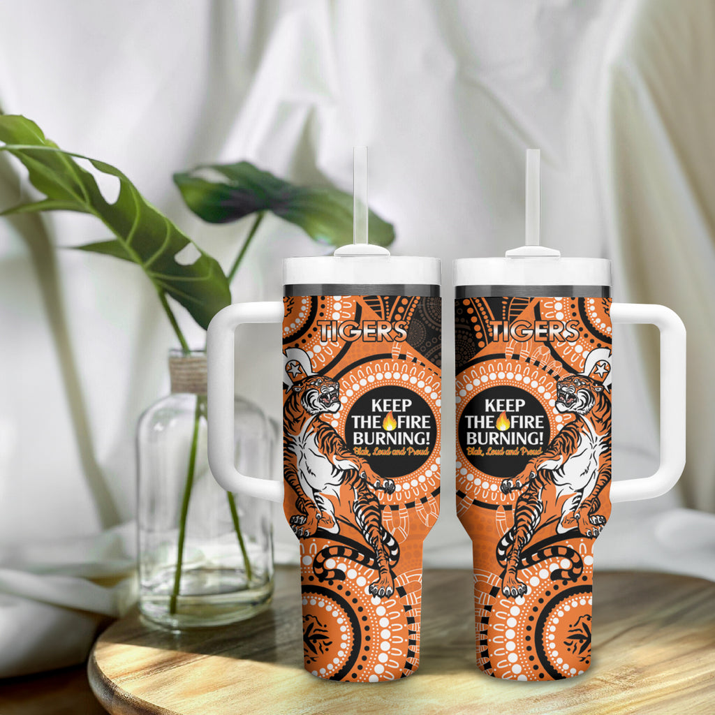 NRL Tigers NAIDOC Week Tumbler With Handle Keep The Fire Burning Indigenous Art