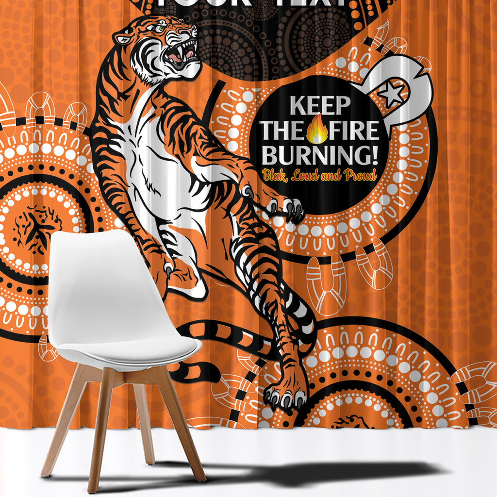 Custom NRL Tigers NAIDOC Week Window Curtain Keep The Fire Burning Indigenous Art