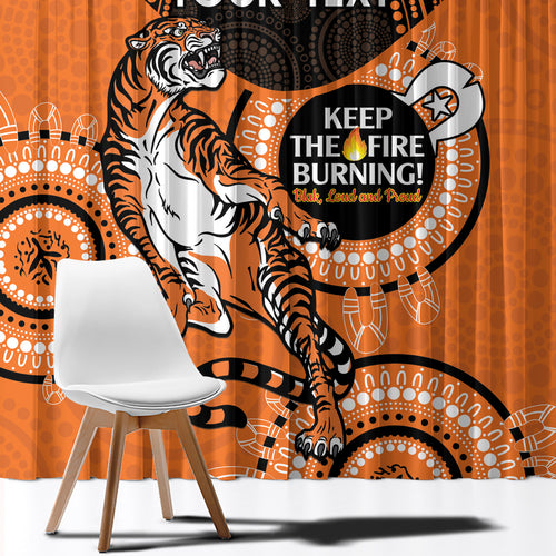 Custom NRL Tigers NAIDOC Week Window Curtain Keep The Fire Burning Indigenous Art